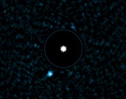 VLT image of exoplanet HD 95086b, the blue circle is the size of the orbit of Neptune in the Solar System. Photo credit: ESO/J. Rameau