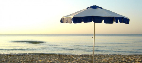 Umbrella on a sandy beach in Varna Bulgaria