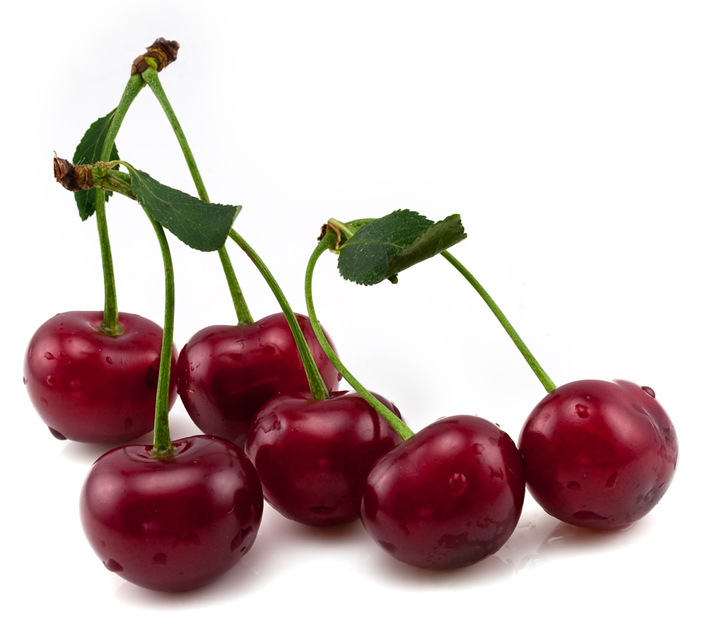The cherries were dark red and