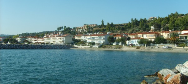 Beachside housing in the Chalkidiki peninsula Greece