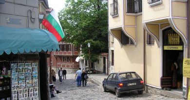 Cobbled street in the old town of Plovdiv Bulgaria photo Clive Leviev-Sawyer